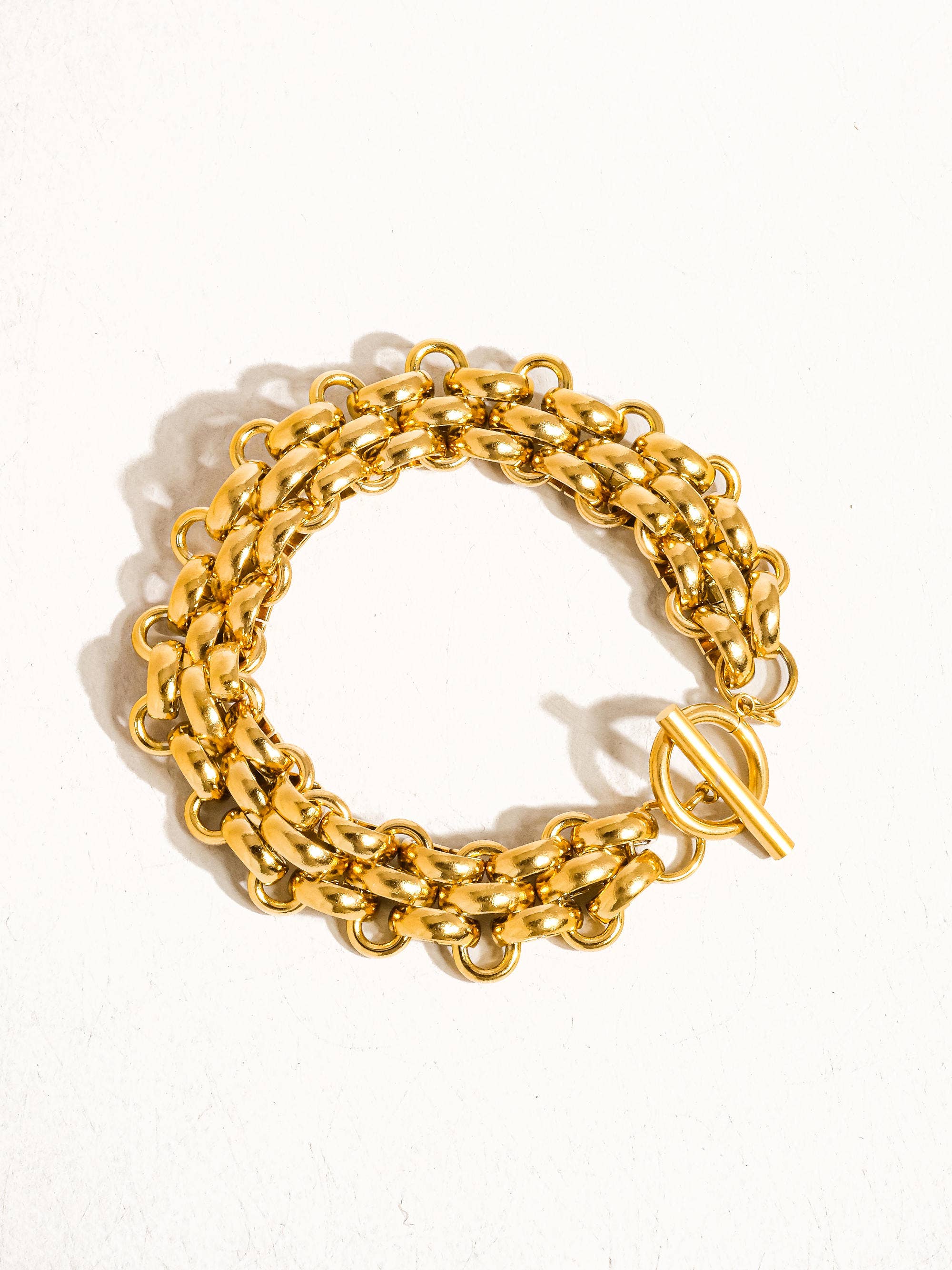 Donni 18K Gold Non-Tarnish Bold Weave Bracelet: Yellow Gold