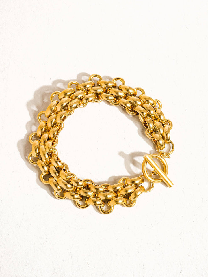 Donni 18K Gold Non-Tarnish Bold Weave Bracelet: Yellow Gold