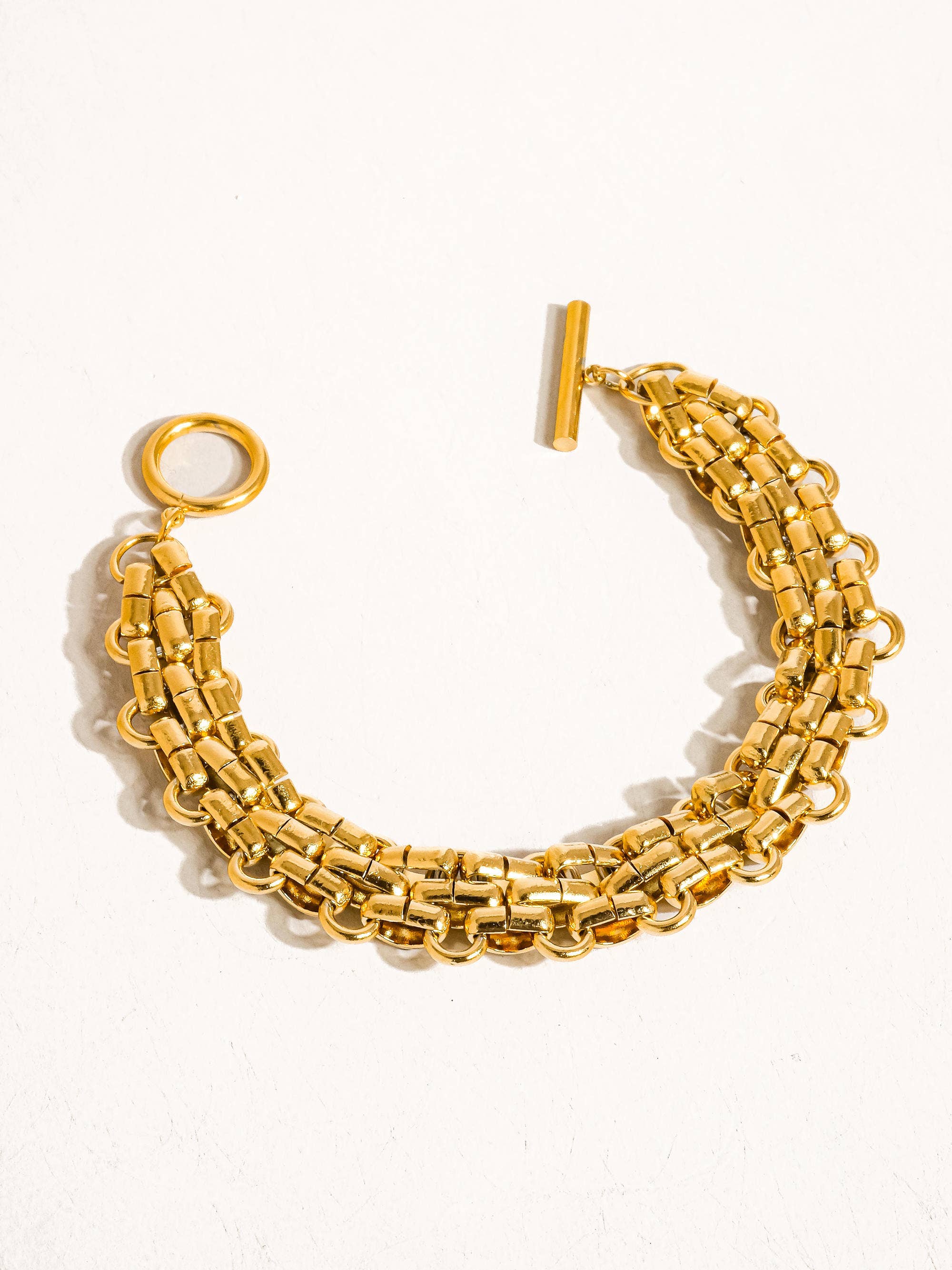 Donni 18K Gold Non-Tarnish Bold Weave Bracelet: Yellow Gold